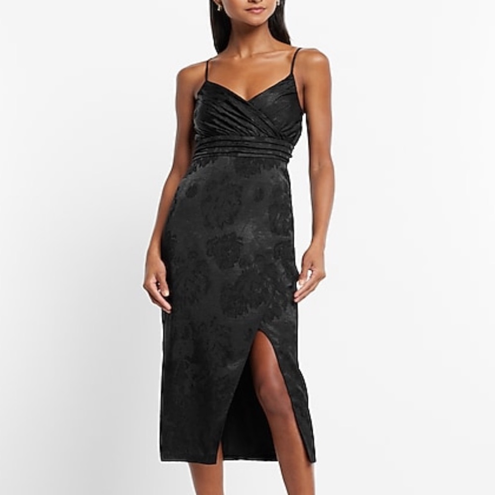 NWT Floral Jacquard V-Neck Wrap Midi
Dress by Express